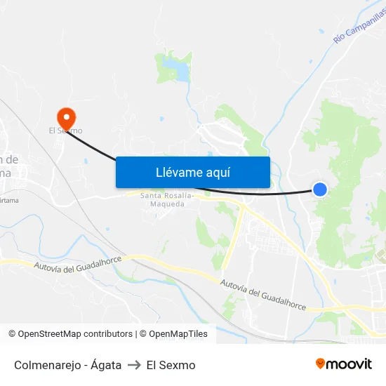Colmenarejo - Ágata to El Sexmo map