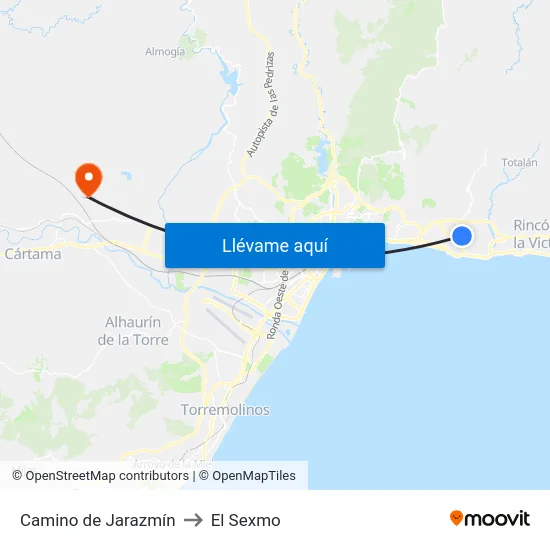 Camino de Jarazmín to El Sexmo map