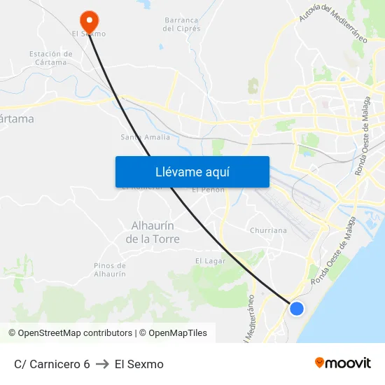 C/ Carnicero 6 to El Sexmo map