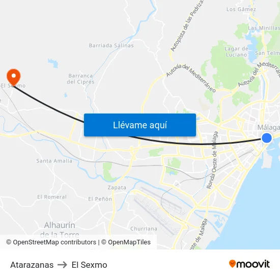 Atarazanas to El Sexmo map