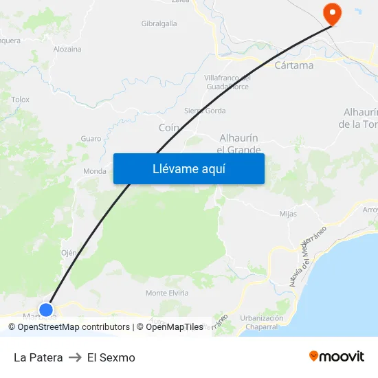 La Patera to El Sexmo map