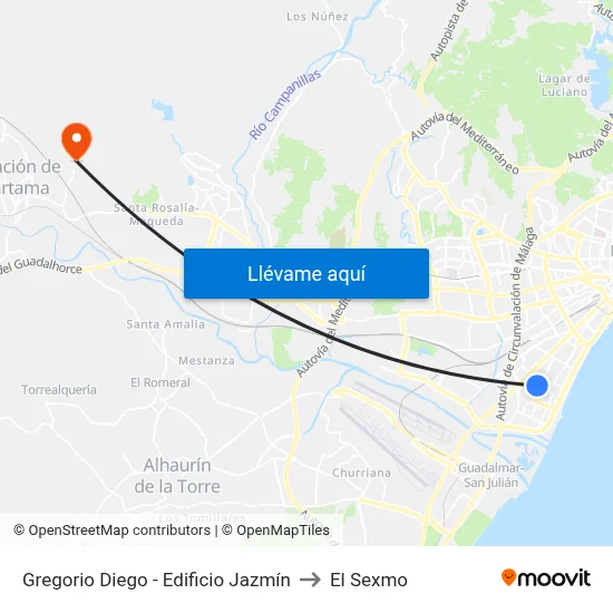 Gregorio Diego - Edificio Jazmín to El Sexmo map