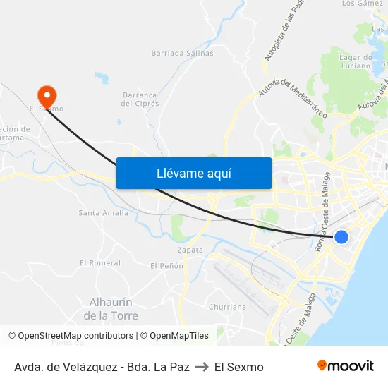 Avda. de Velázquez - Bda. La Paz to El Sexmo map