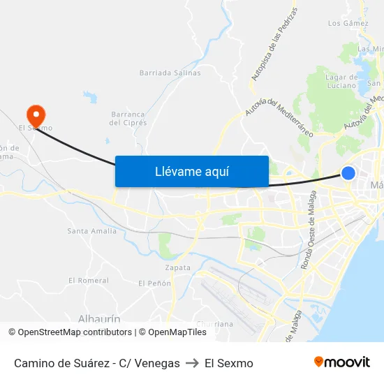 Camino de Suárez - C/ Venegas to El Sexmo map