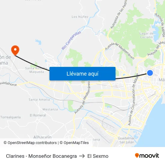 Clarines - Monseñor Bocanegra to El Sexmo map