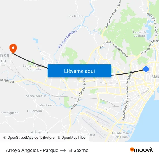 Arroyo Ángeles - Parque to El Sexmo map