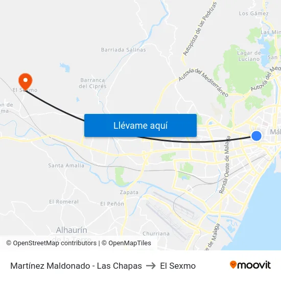 Martínez Maldonado - Las Chapas to El Sexmo map