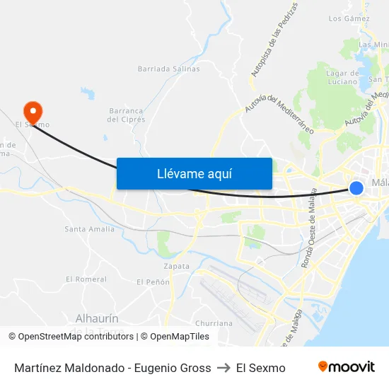 Martínez Maldonado - Eugenio Gross to El Sexmo map