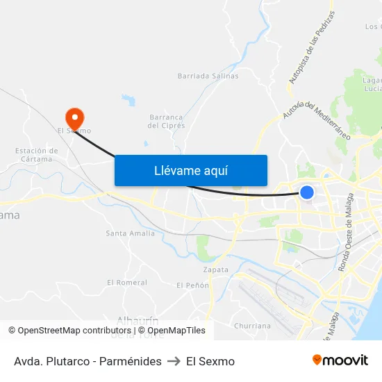 Avda. Plutarco - Parménides to El Sexmo map