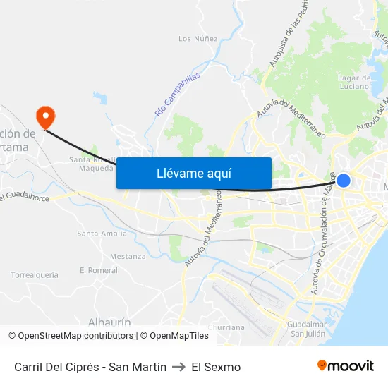 Carril Del Ciprés - San Martín to El Sexmo map