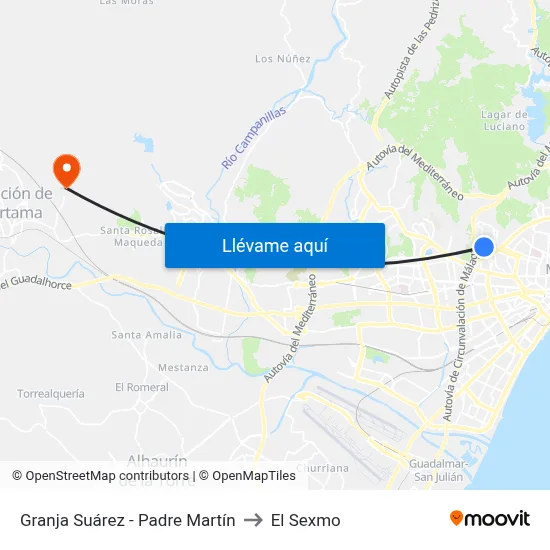 Granja Suárez - Padre Martín to El Sexmo map