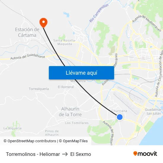 Torremolinos - Heliomar to El Sexmo map