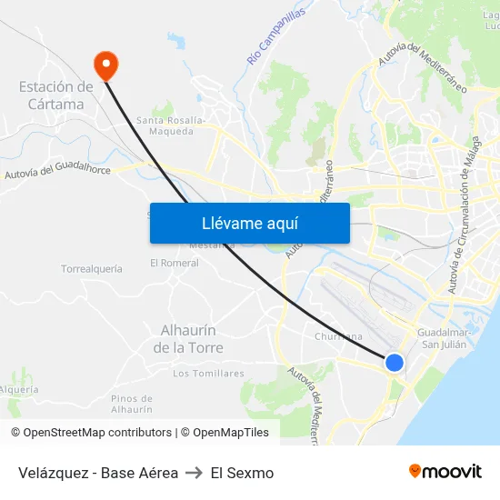 Velázquez - Base Aérea to El Sexmo map