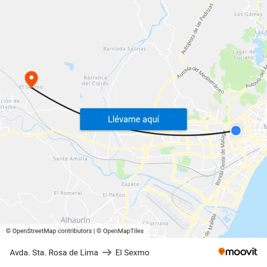 Avda. Sta. Rosa de Lima to El Sexmo map