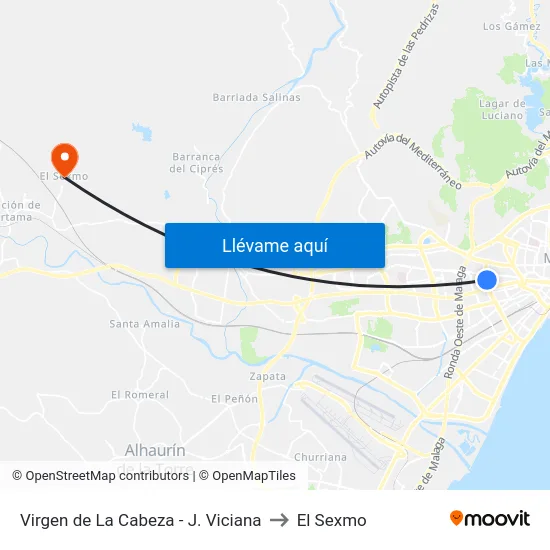 Virgen de La Cabeza - J. Viciana to El Sexmo map