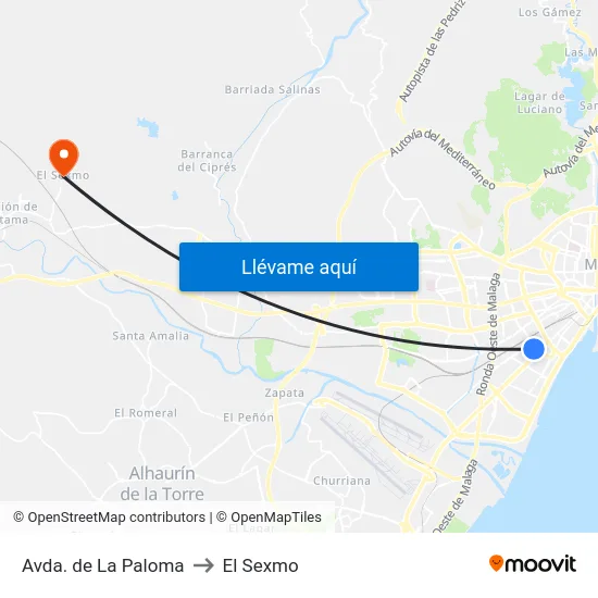 Avda. de La Paloma to El Sexmo map
