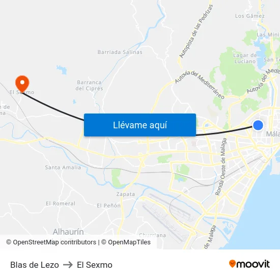 Blas de Lezo to El Sexmo map