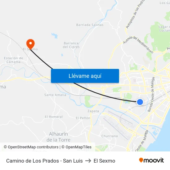 Camino de Los Prados - San Luis to El Sexmo map