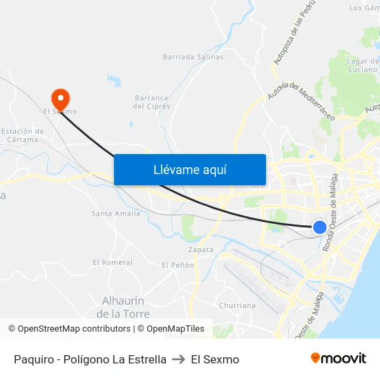 Paquiro - Polígono La Estrella to El Sexmo map
