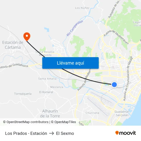 Los Prados - Estación to El Sexmo map