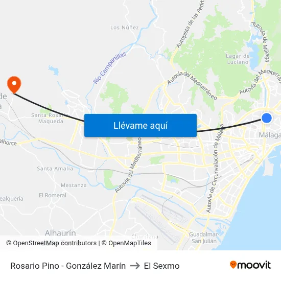 Rosario Pino - González Marín to El Sexmo map