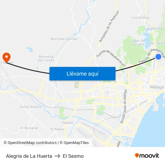 Alegría de La Huerta to El Sexmo map