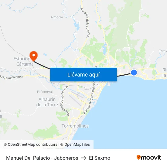Manuel Del Palacio - Jaboneros to El Sexmo map