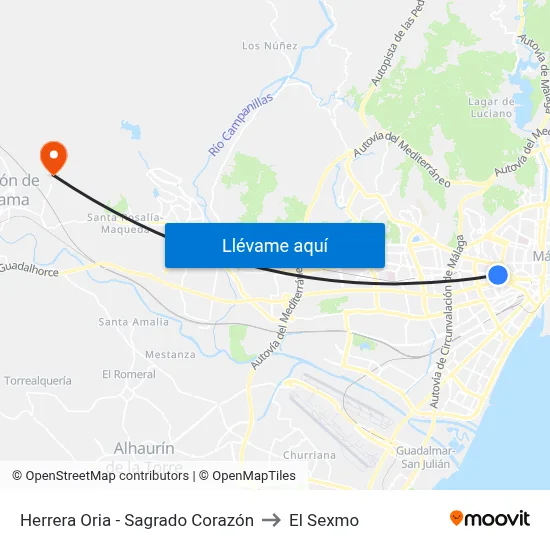 Herrera Oria - Sagrado Corazón to El Sexmo map
