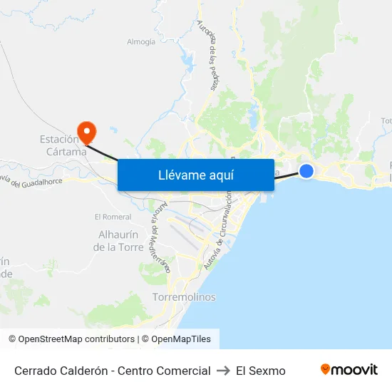 Cerrado Calderón - Centro Comercial to El Sexmo map