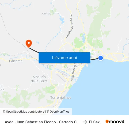 Avda. Juan Sebastian Elcano - Cerrado Calderón to El Sexmo map