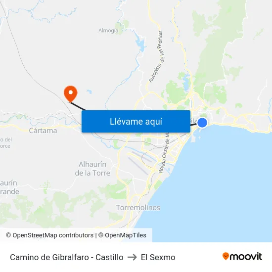 Camino de Gibralfaro - Castillo to El Sexmo map