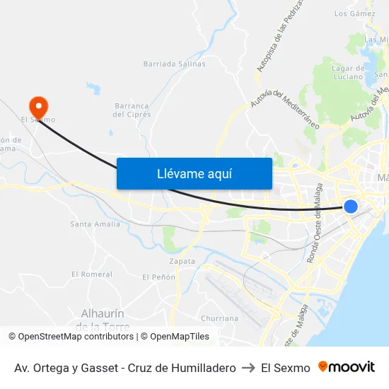 Av. Ortega y Gasset - Cruz de Humilladero to El Sexmo map