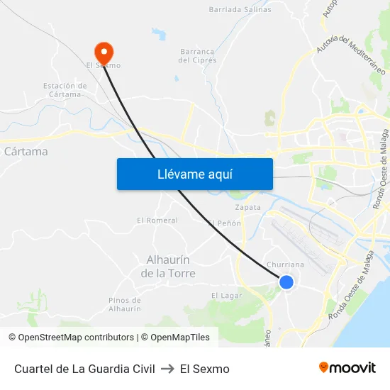 Cuartel de La Guardia Civil to El Sexmo map