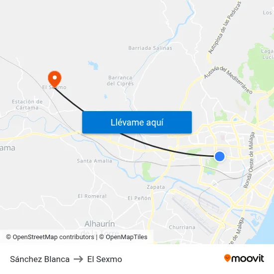 Sánchez Blanca to El Sexmo map