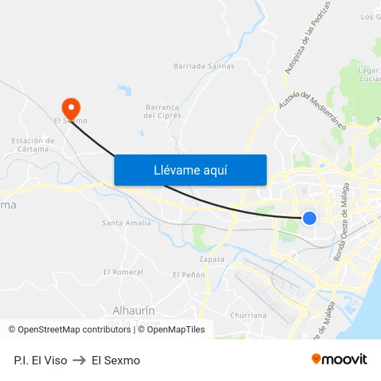 P.I. El Viso to El Sexmo map