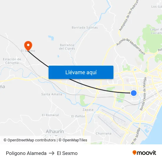 Poligono Alameda to El Sexmo map