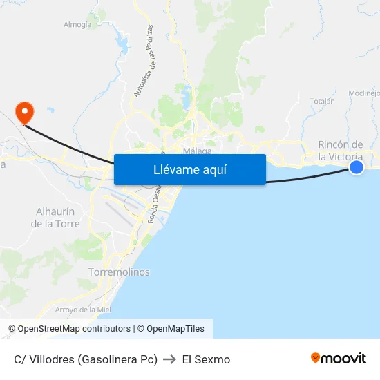 C/ Villodres (Gasolinera Pc) to El Sexmo map