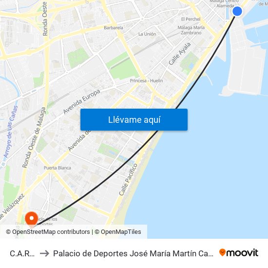 C.A.R.E. to Palacio de Deportes José María Martín Carpena map