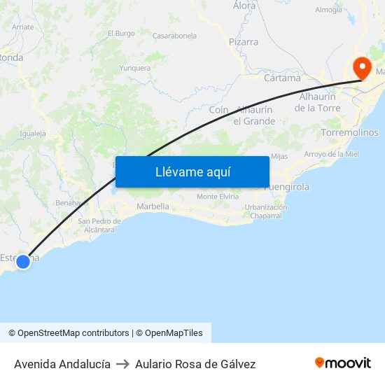 Avenida Andalucía to Aulario Rosa de Gálvez map