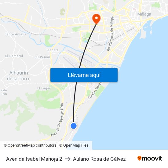 Avenida Isabel Manoja 2 to Aulario Rosa de Gálvez map