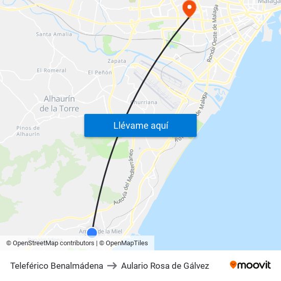 Teleférico Benalmádena to Aulario Rosa de Gálvez map