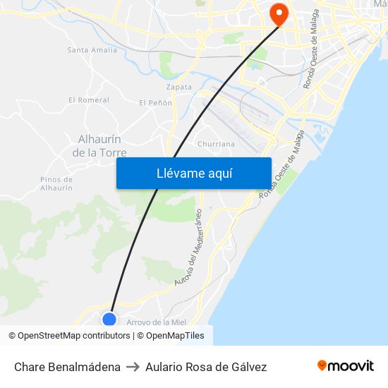 Chare Benalmádena to Aulario Rosa de Gálvez map