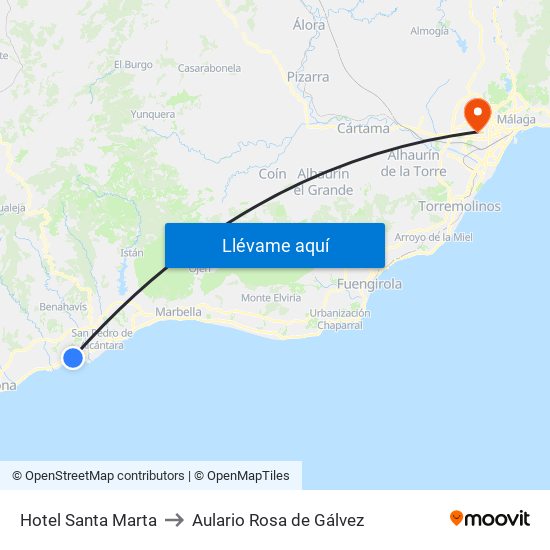 Hotel Santa Marta to Aulario Rosa de Gálvez map