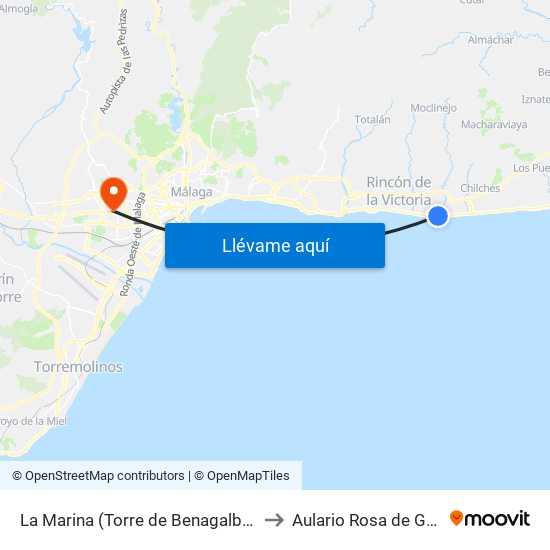 La Marina (Torre de Benagalbón Cp) to Aulario Rosa de Gálvez map