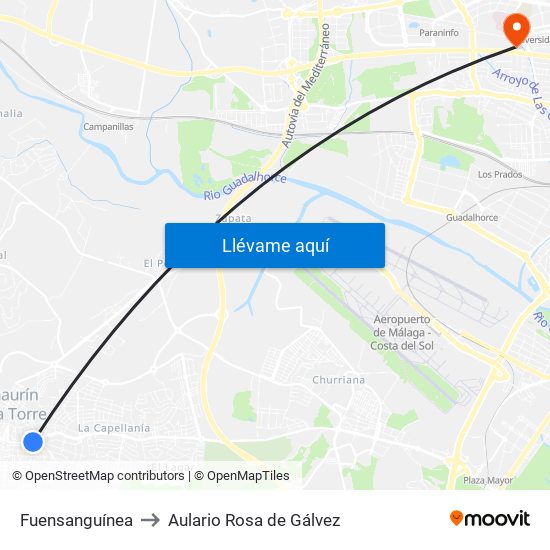 Fuensanguínea to Aulario Rosa de Gálvez map