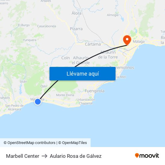 Marbell Center to Aulario Rosa de Gálvez map