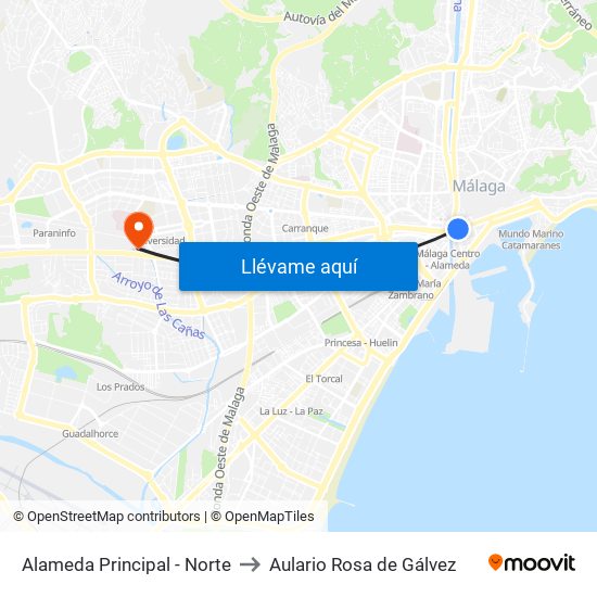 Alameda Principal - Norte to Aulario Rosa de Gálvez map