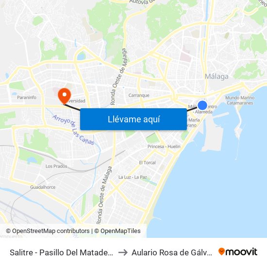 Salitre - Pasillo Del Matadero to Aulario Rosa de Gálvez map