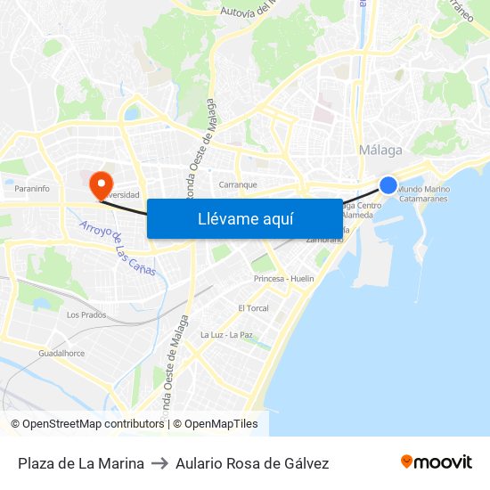 Plaza de La Marina to Aulario Rosa de Gálvez map