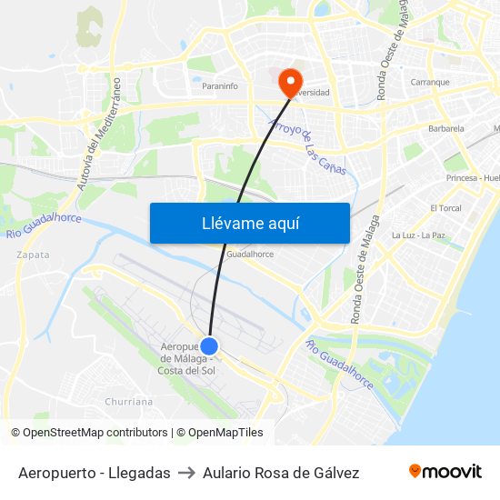 Aeropuerto - Llegadas to Aulario Rosa de Gálvez map